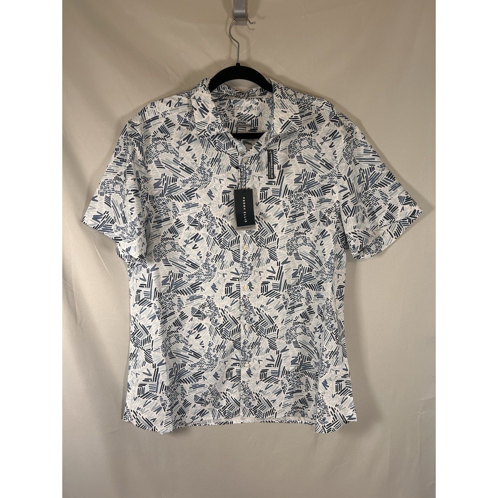 Perry Ellis L Stretch Polo Shirt Performance Expandable Collar Short Sleeve Golf